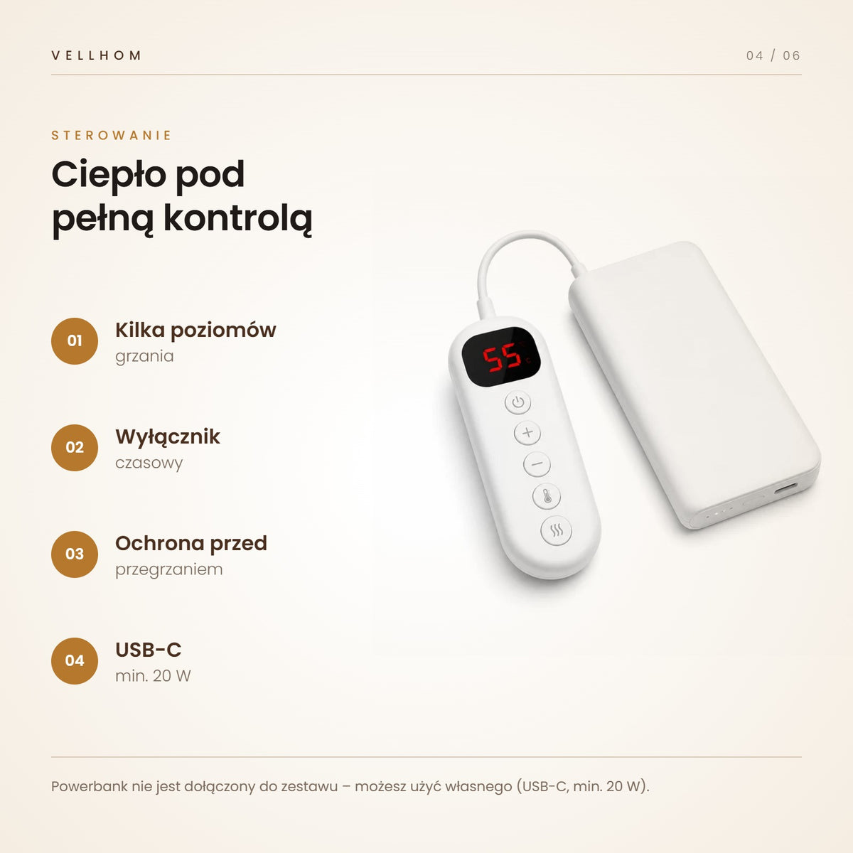 Sterownik temperatury i zasilanie USB-C z powerbanku